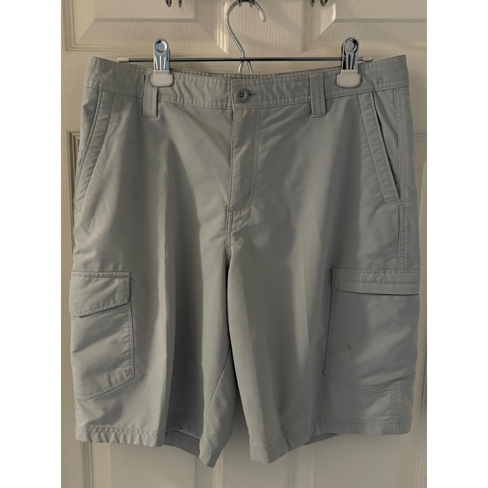 George Men's 34 Light Gray Cargo Utility Shorts Stretch Outdoor Casual